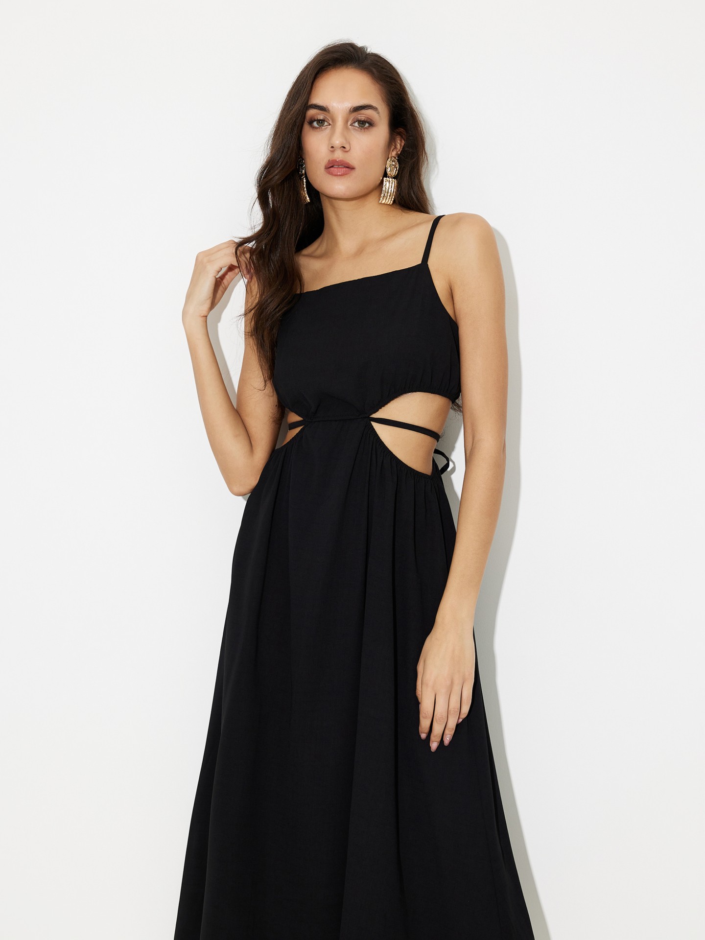 Black Cut Out A-Line Dress