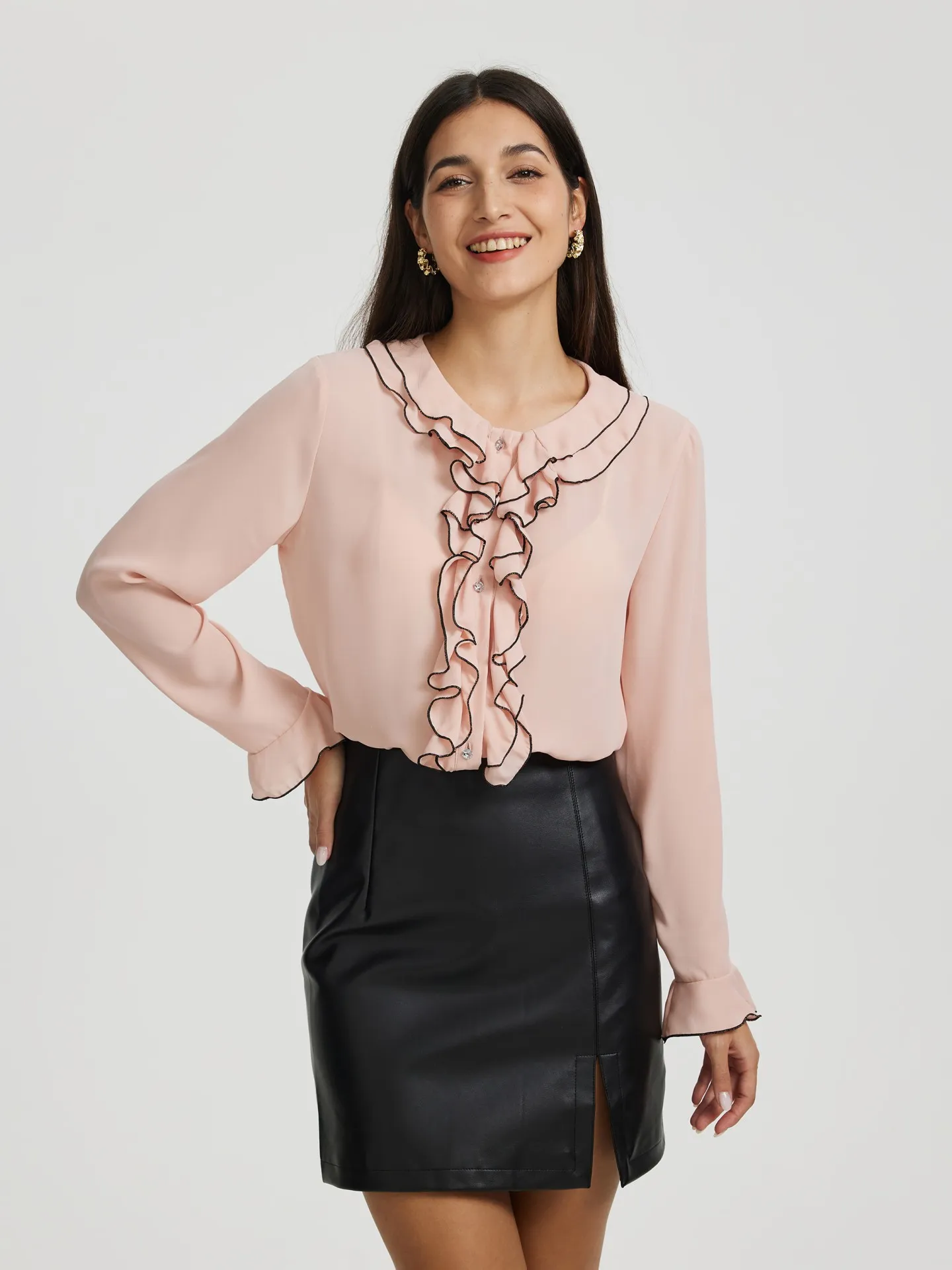 Ruffled Semi Sheer Top