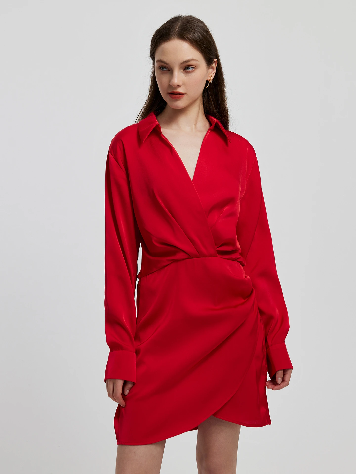 Gathered Satin Shirt Dress | Savana | Bestsellers