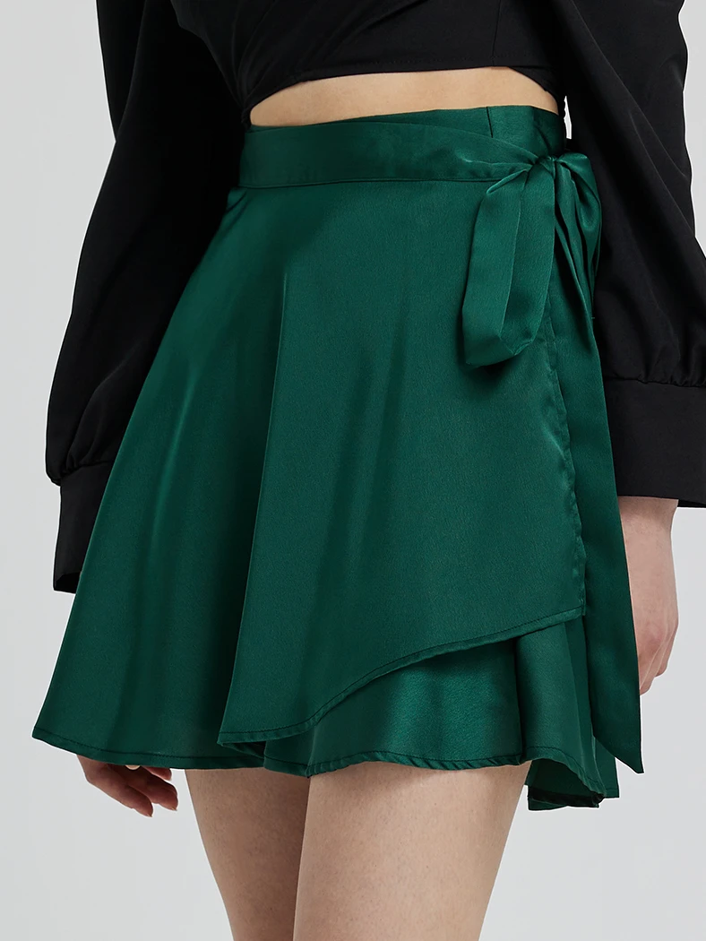 TFW49 SIDE TUCK WRAP SKIRTブルー L TFW49 SIDE TUCK WRAP SKIRT