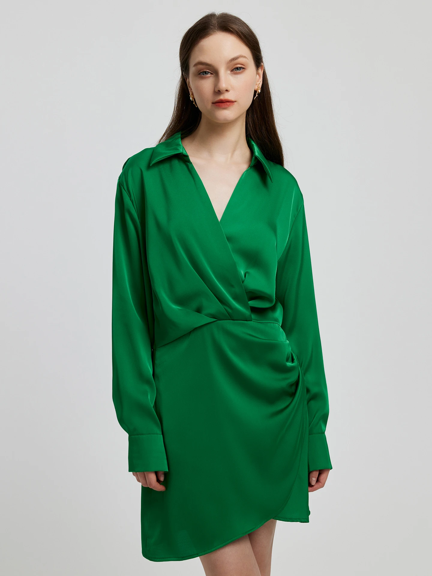 Gathered Satin Shirt Dress | Savana | Bestsellers