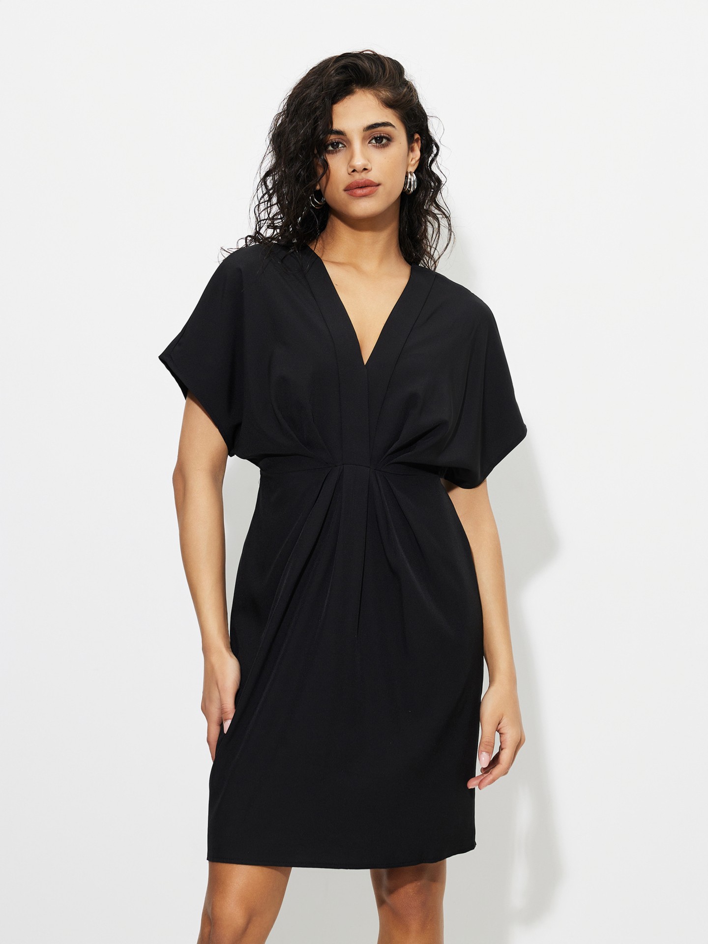 Black Draped Bodycon Dress