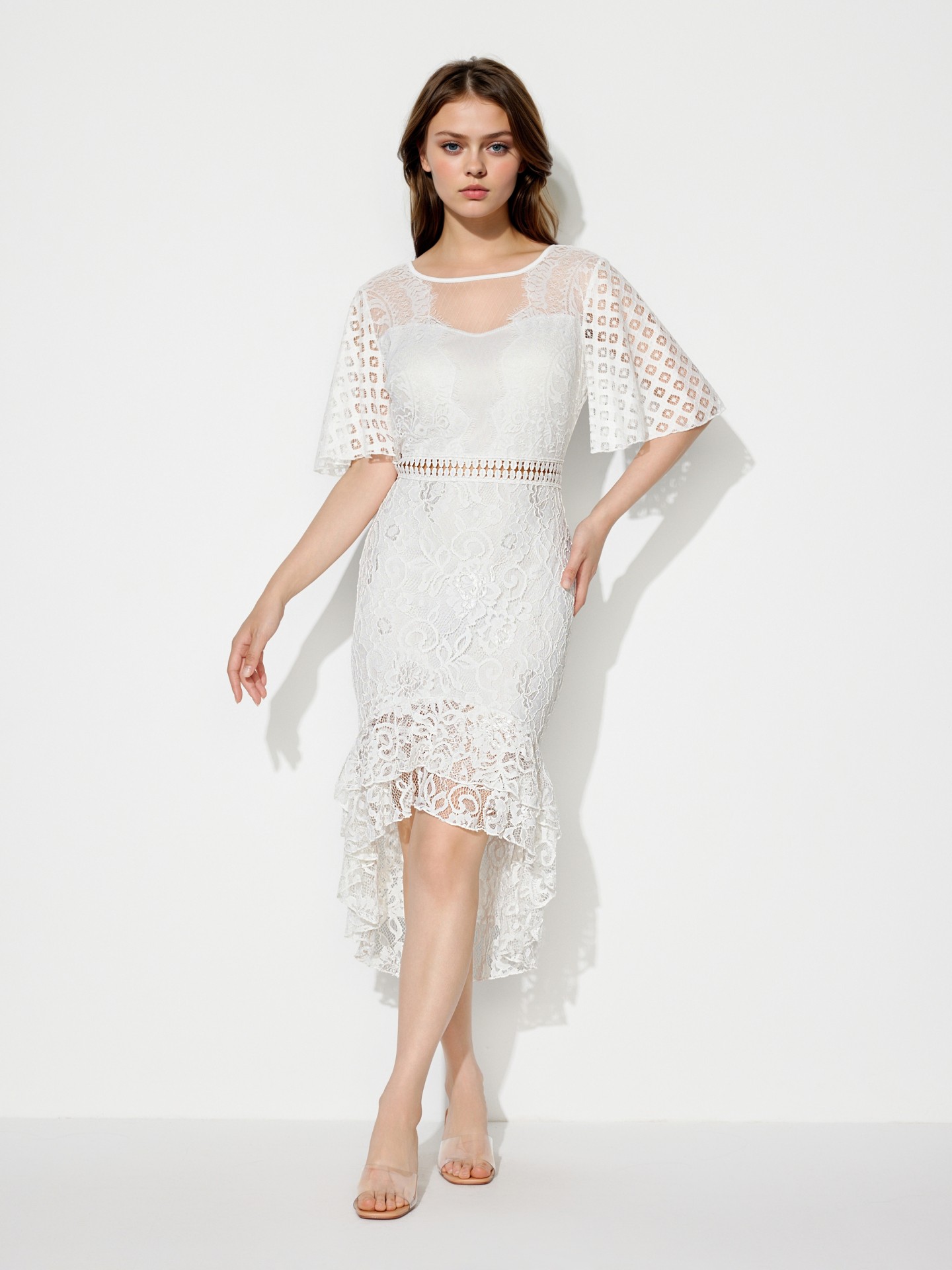 White Ruffle Bodycon Dress