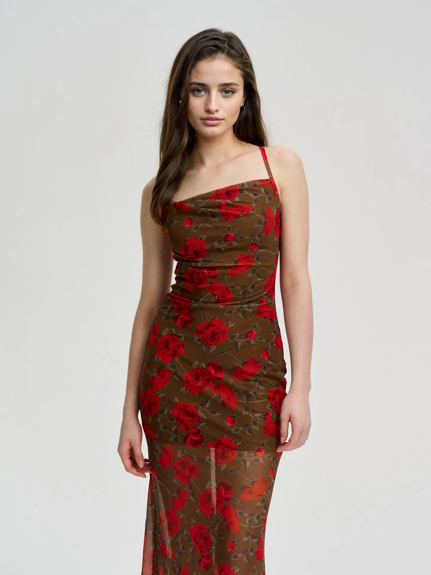 Long Gathered Sheer Cami Dress | Savana | Bestsellers