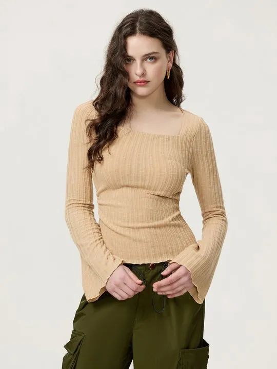 Sevanna Off Shoulder Long Sleeve Top Navy