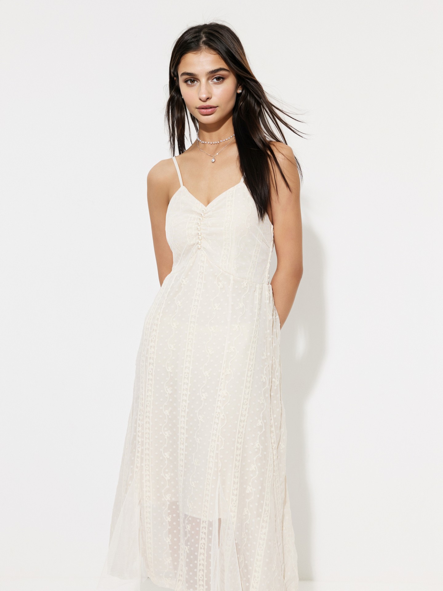 Champagne Gathered A-Line Dress