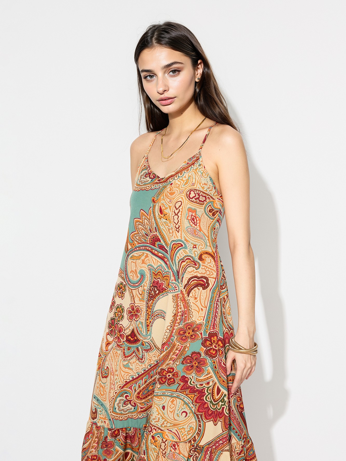 Multicolor Printed A-Line Dress