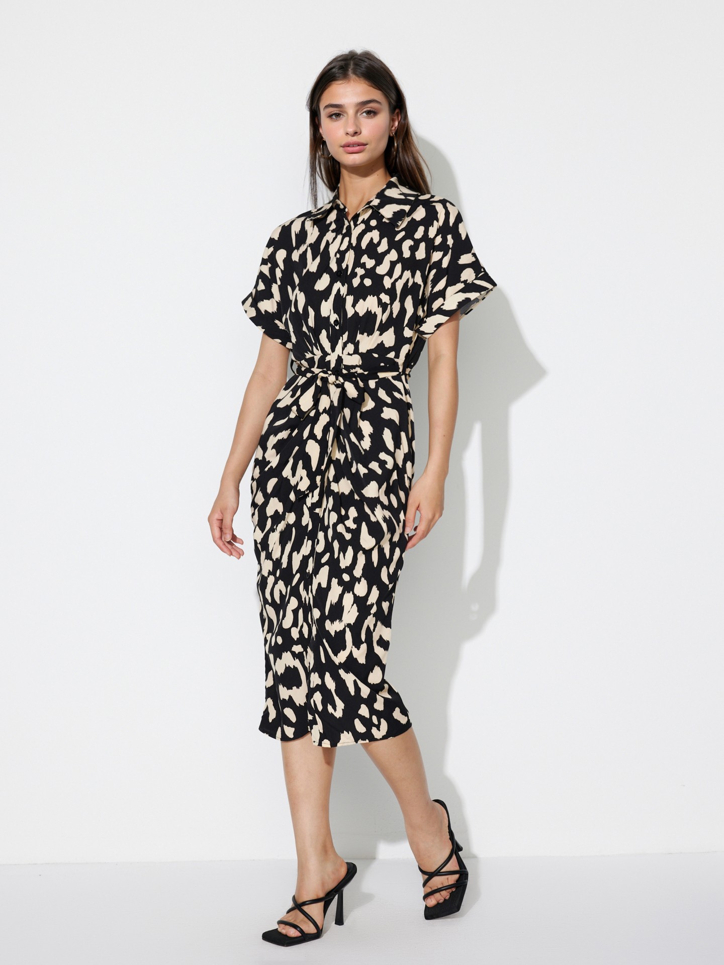 Black Belted Shirt Dress