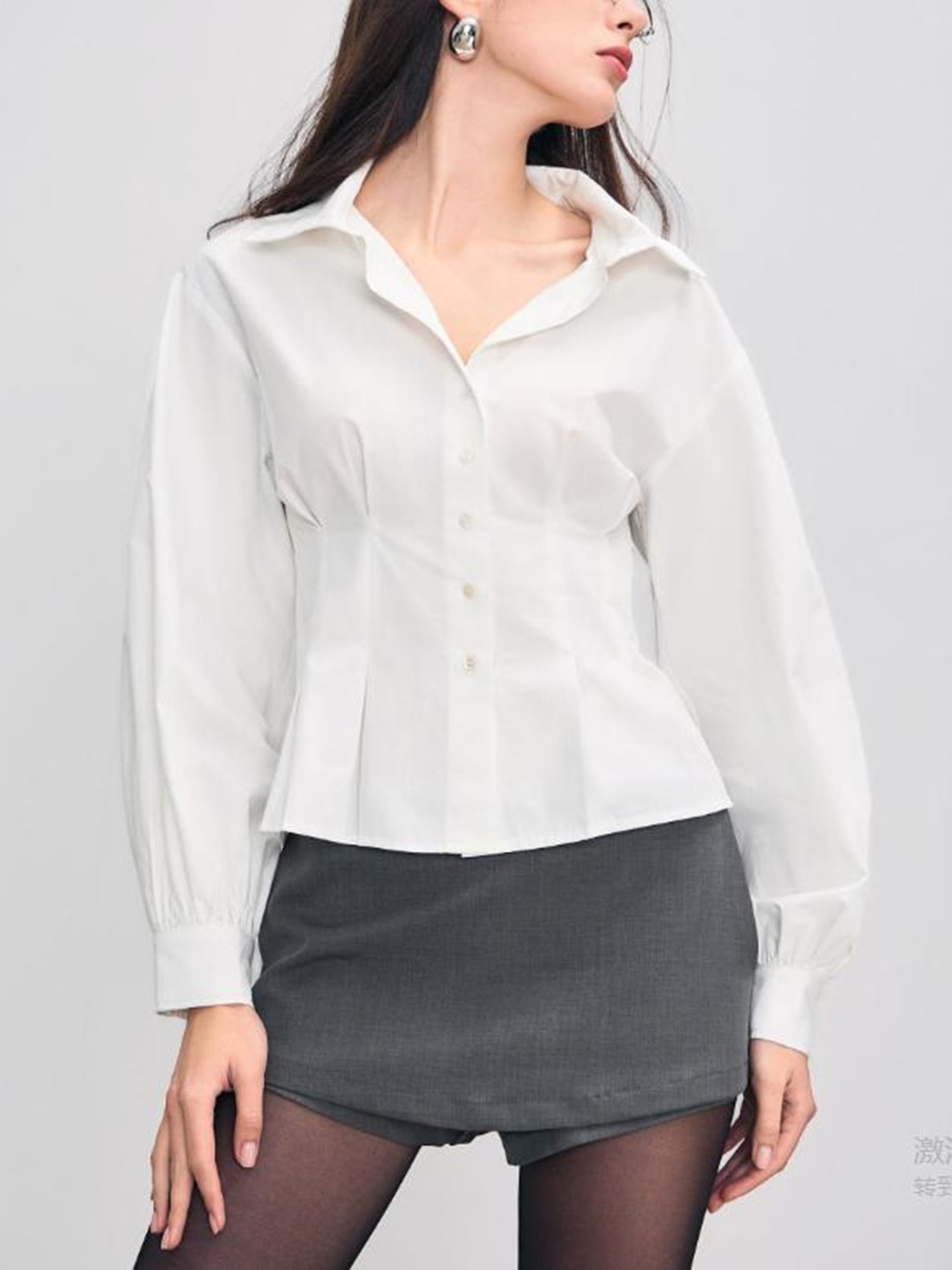 White Darted Placket Blouse