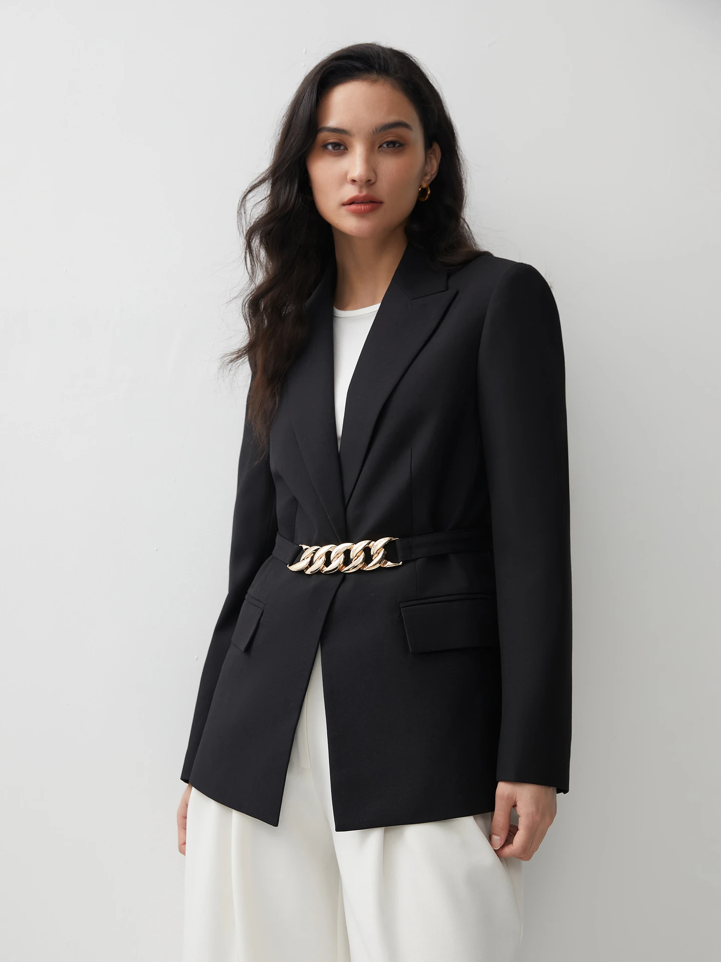 Belted blazer black best sale