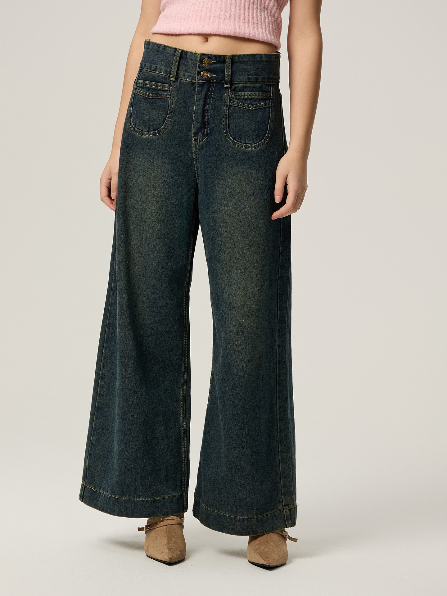 Dark Blue Wide Leg Jeans