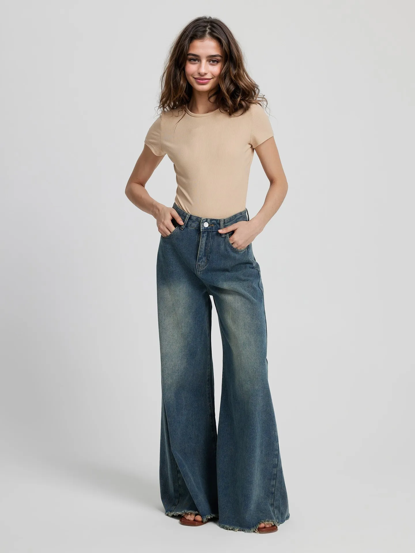 High-Waisted Wide Leg Jeans