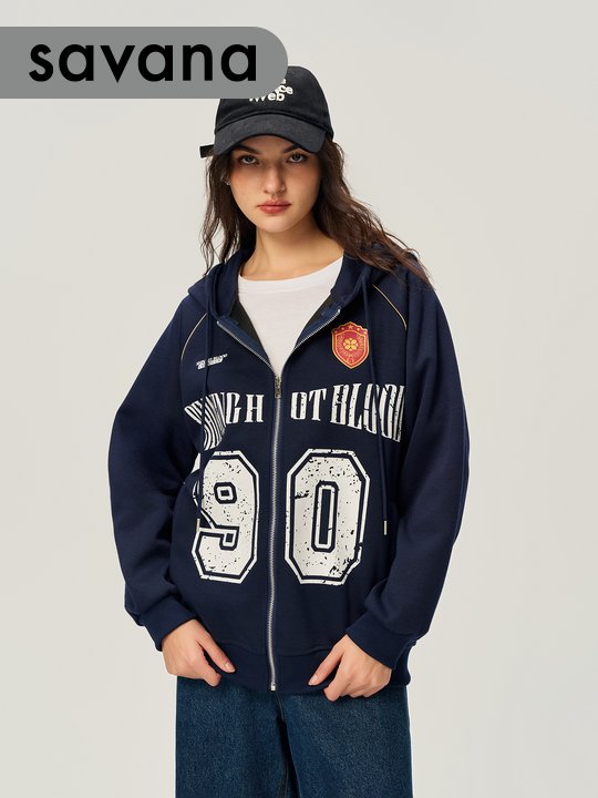 Printed Zip Up Sweatshirt