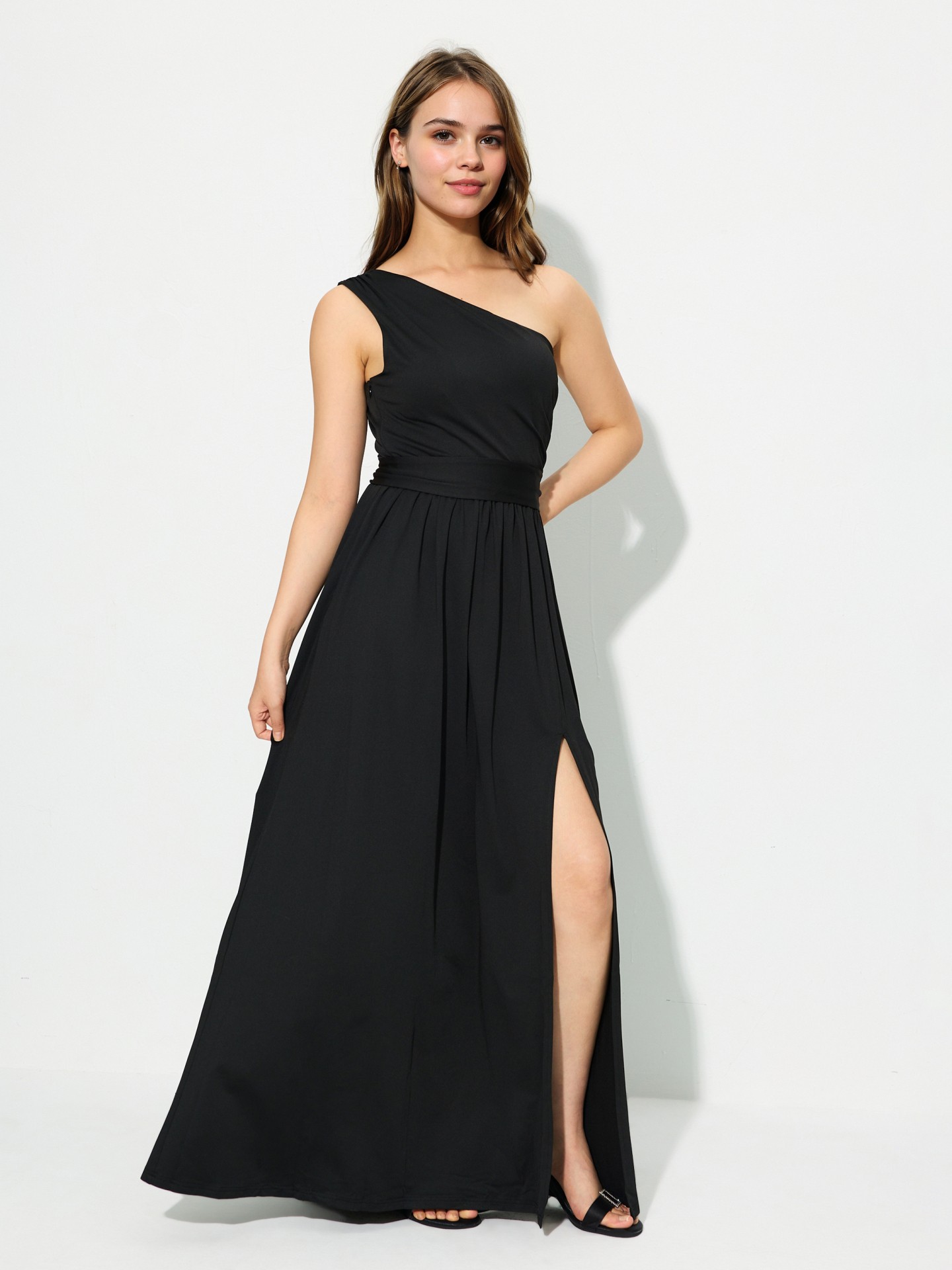 Black Slit A-Line Dress