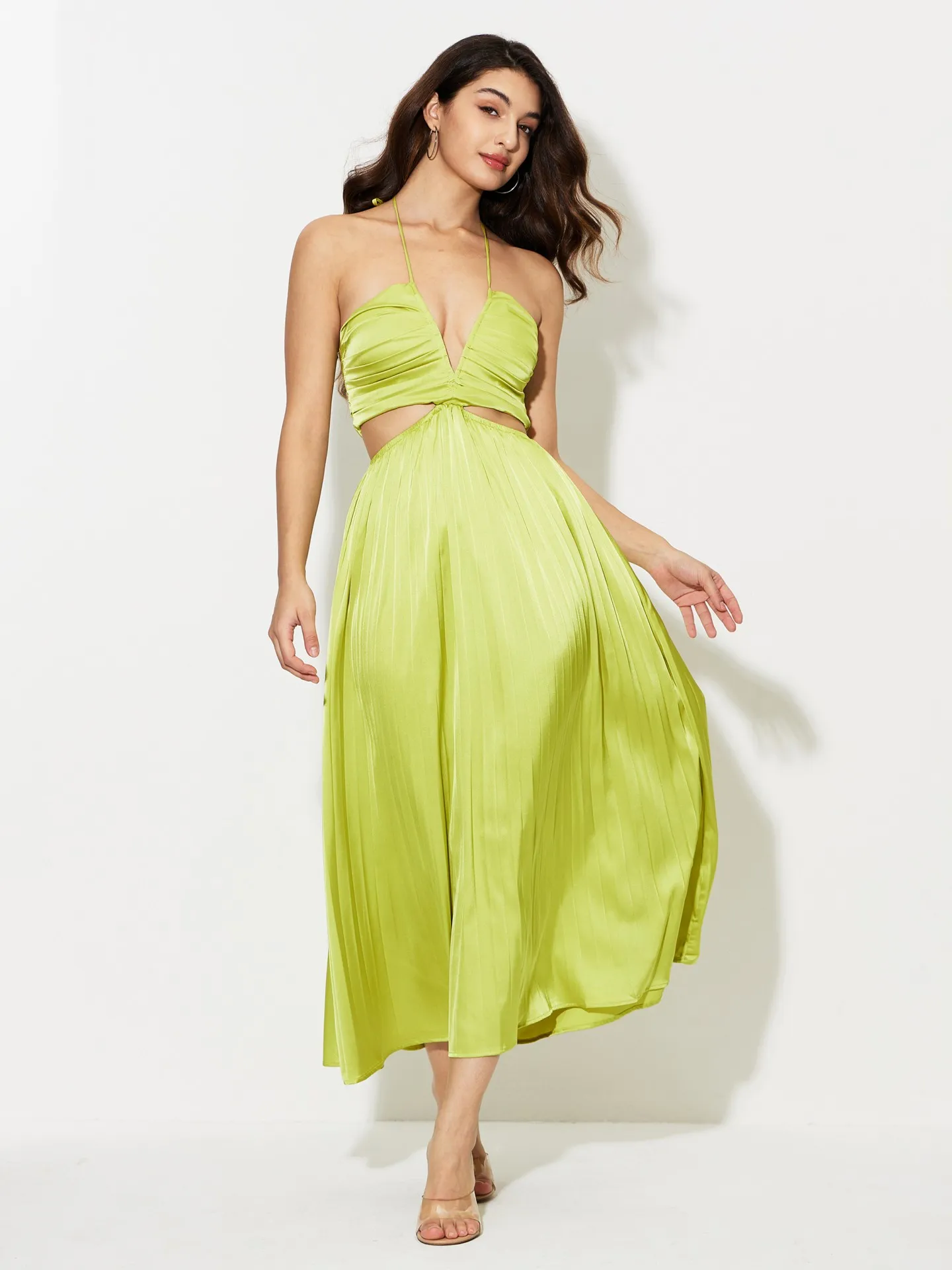 Lime green a line dress best sale