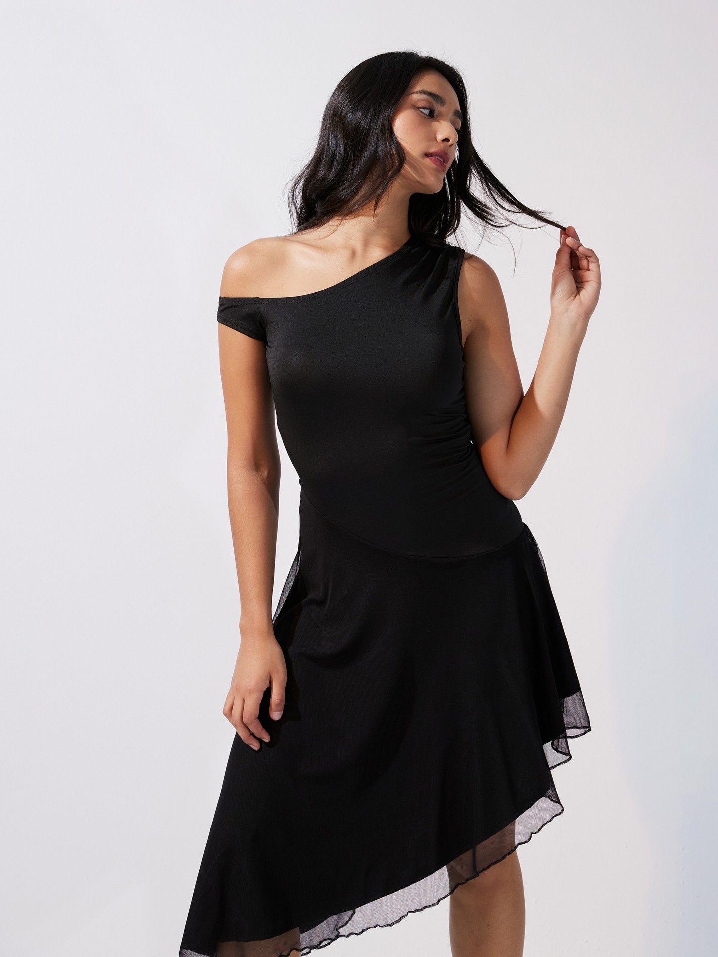 Black Asymmetrical A-line Dress