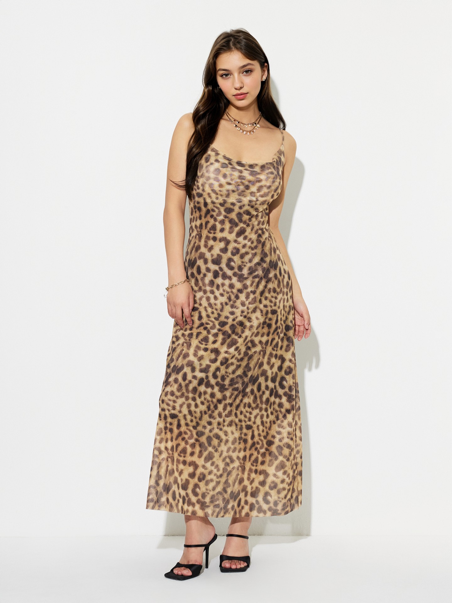 Black-Yellow Printed Slip Dress