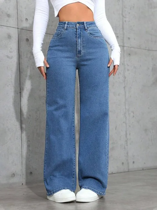 Leisure High-waisted Straight Jeans