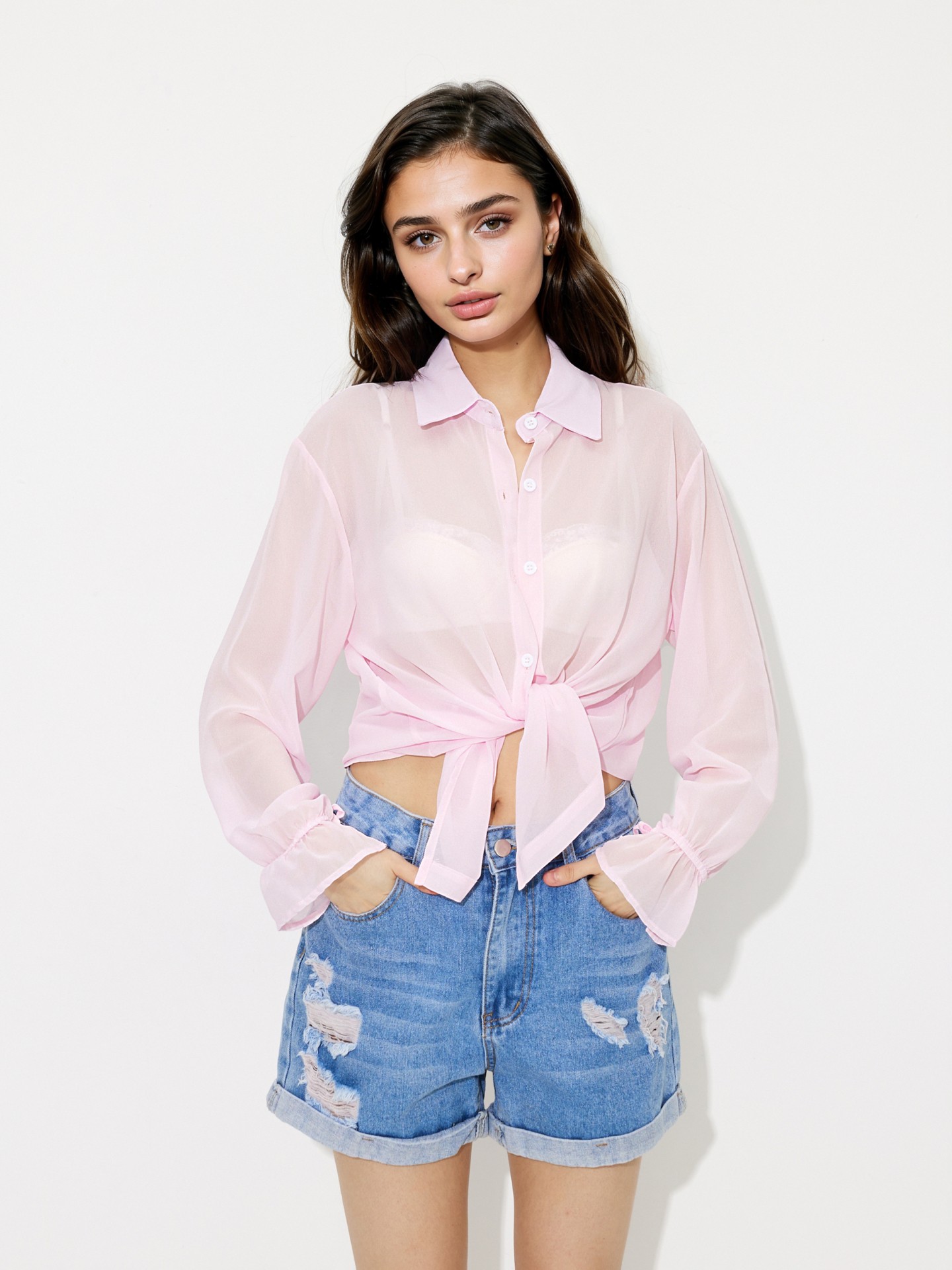 light pink sheer shirt