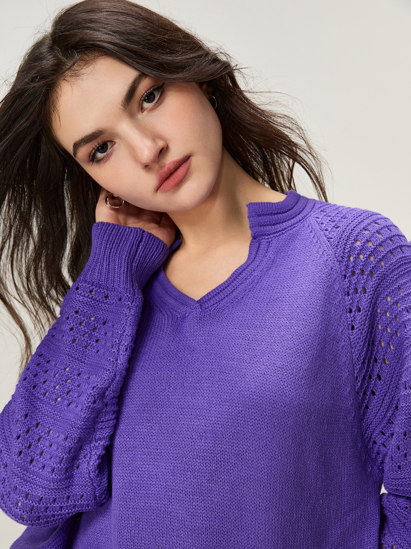 Purple Cable Knit Pullover