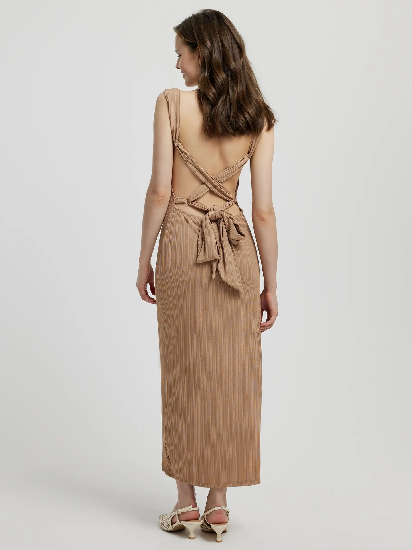 Tied Surplice Sleeveless Midi Cami Dress main image 1