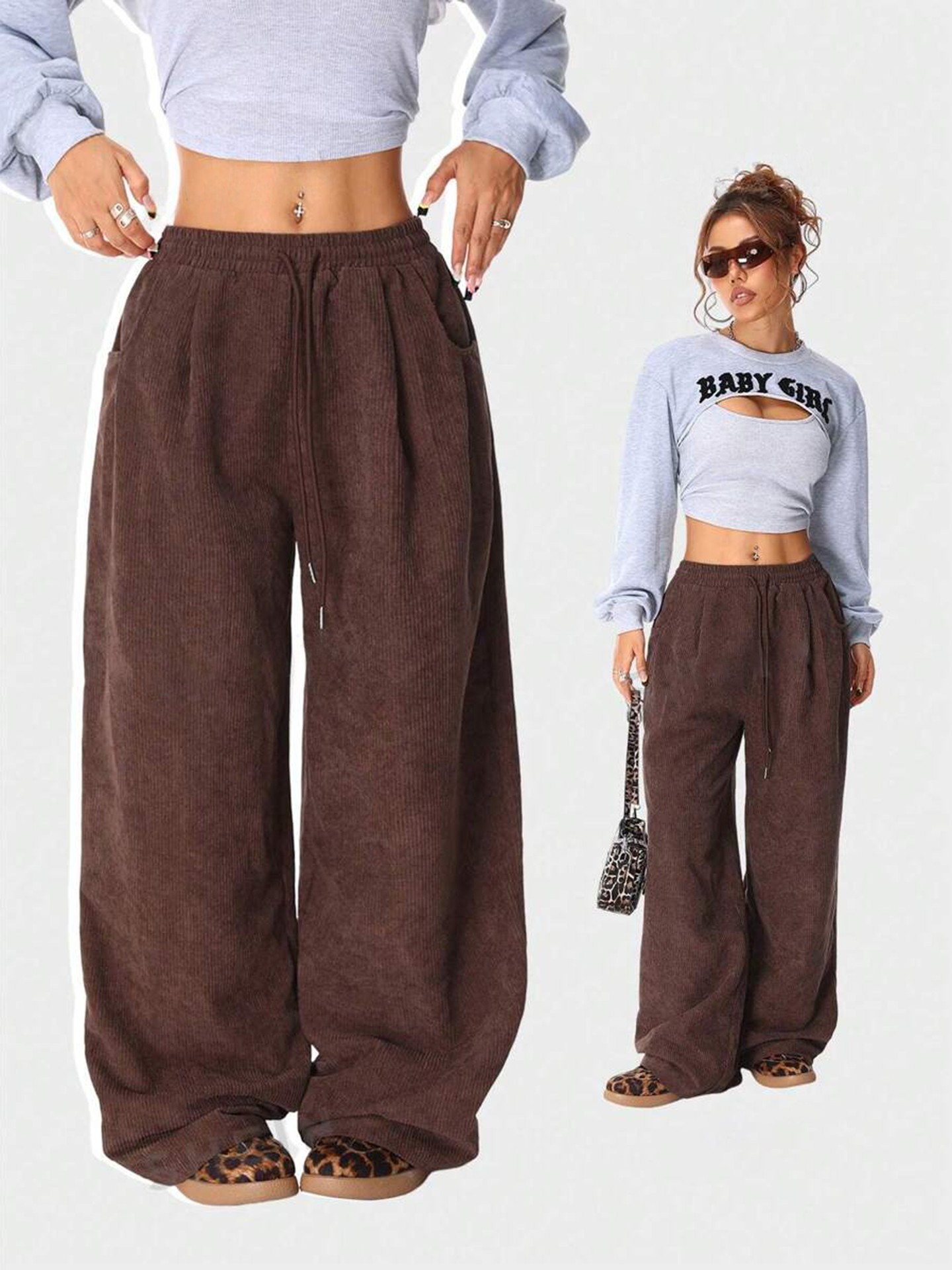 Chocolate Corduroy Straight Leg Pants