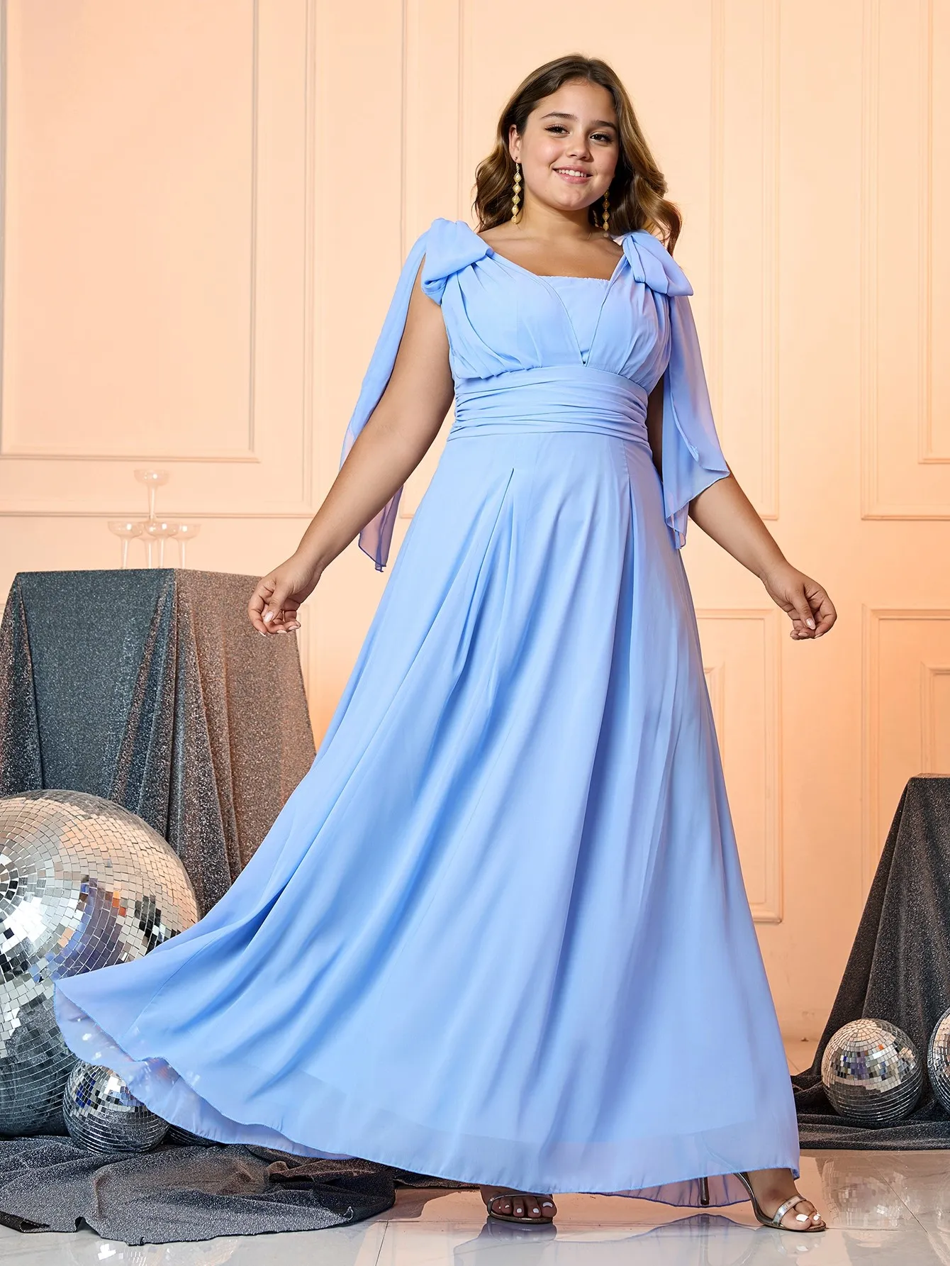 Plus size light blue dress best sale