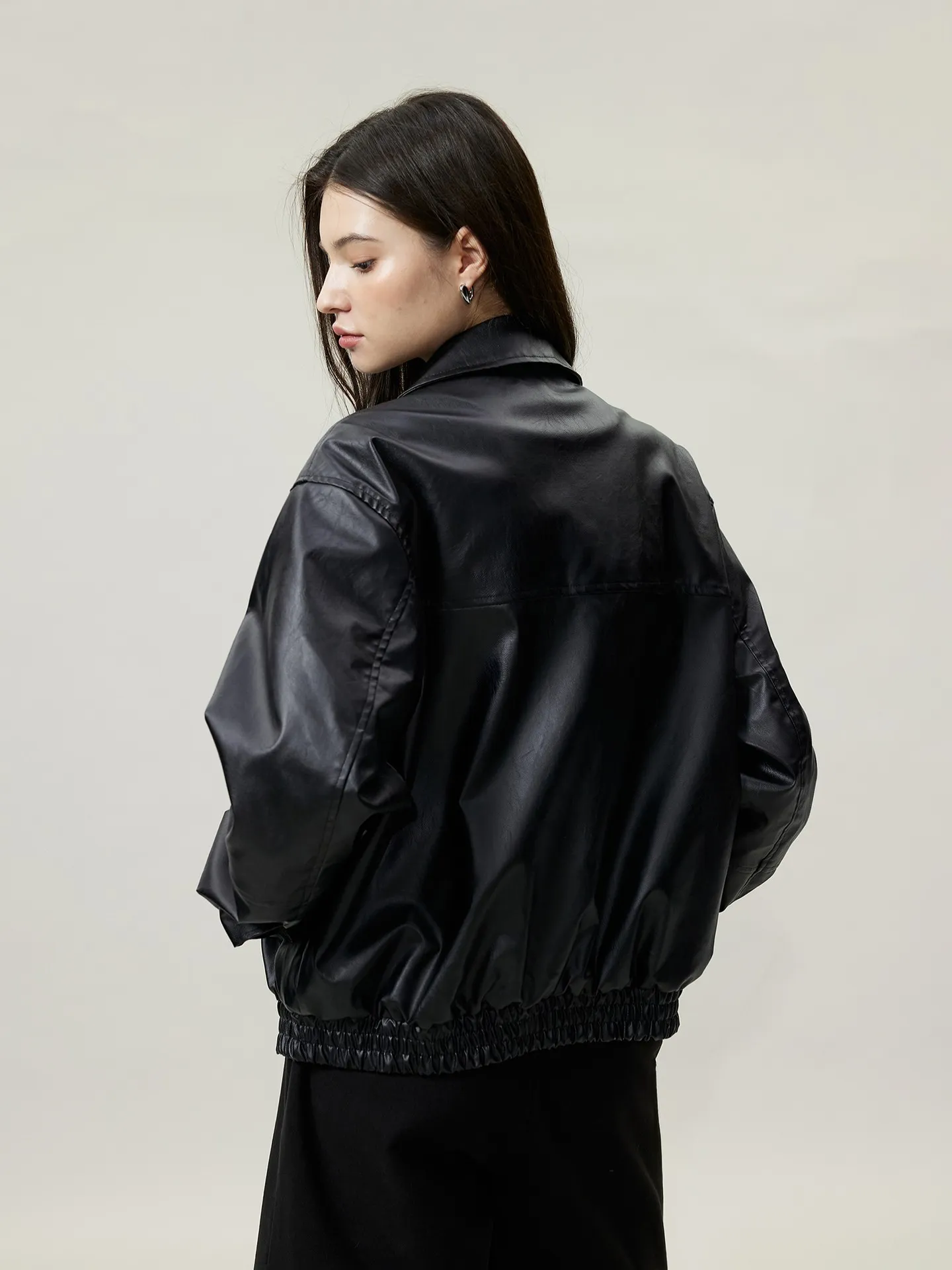 'Leona' premium faux leather jacket black